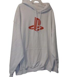 2018 Playstation X Sony Japan Pullover White Hoodie Size XL X-Large LIGHT STAIN